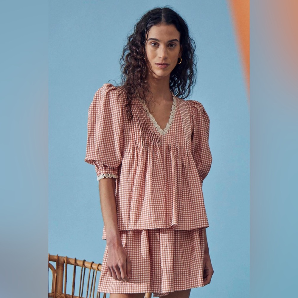 Hunter Bell Mia top in terracotta gingham